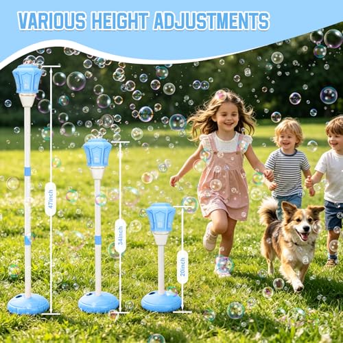 Upgraded Standing Bubble Machine for Kids – Blows Thousands of Colorful Bubbles Into the Sky, Adjustable Height Bubble Maker, Perfect for Birthday/Wedding/Party/Outdoor Activities