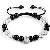 GALKCRST Crystal Stone Bracelet, Healing Crystal Bracelet for Men Women Black Obsidian, Clear Quartz and Herkimer Diamond Stone Beads Bracelet, Premium Handcrafted Authentic Crystal Gift for Him Her