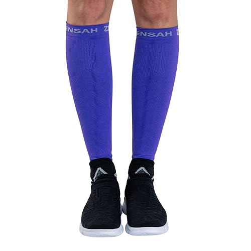 Zensah Running Leg Compression Sleeves Shin Splint, Calf Compression  Sleeve Men and Women (Purple, Large/X-Large) in Oman Whizz Calf Shin