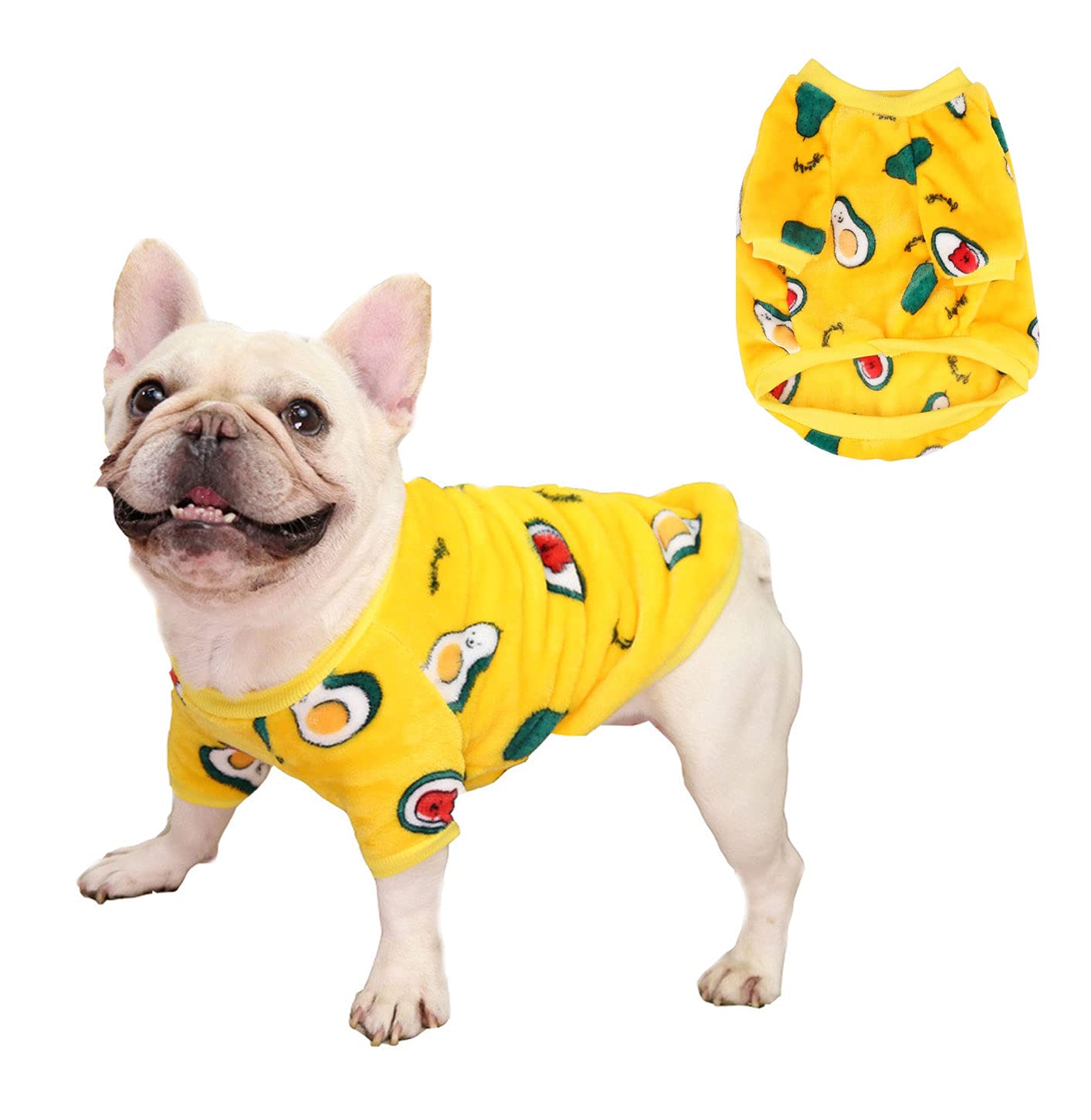 MeiAOBest Dog Warm Clothes,Pet Outfit Coat Cartoon Soft Coral Fleece Warm Winter Kitty Clothes Costume Apparel for Puppy Cats Small Medium Dogs (Large, Yellow)