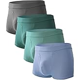 BAMBOO COOL Men's Trunks Underwear Soft Breathbale with Stretchy Full Coverage Waistband and Open Fly Pouch 4 Pack