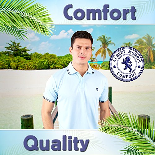 image for Albert Morris Striped Polo Shirts for Men (4 Pack, Large) Comfortable 