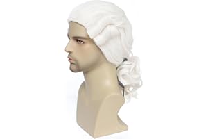 ByouByou Judge Colonial Wig Men Long Wave Wig Washington Halloween Costume Cosplay (White)