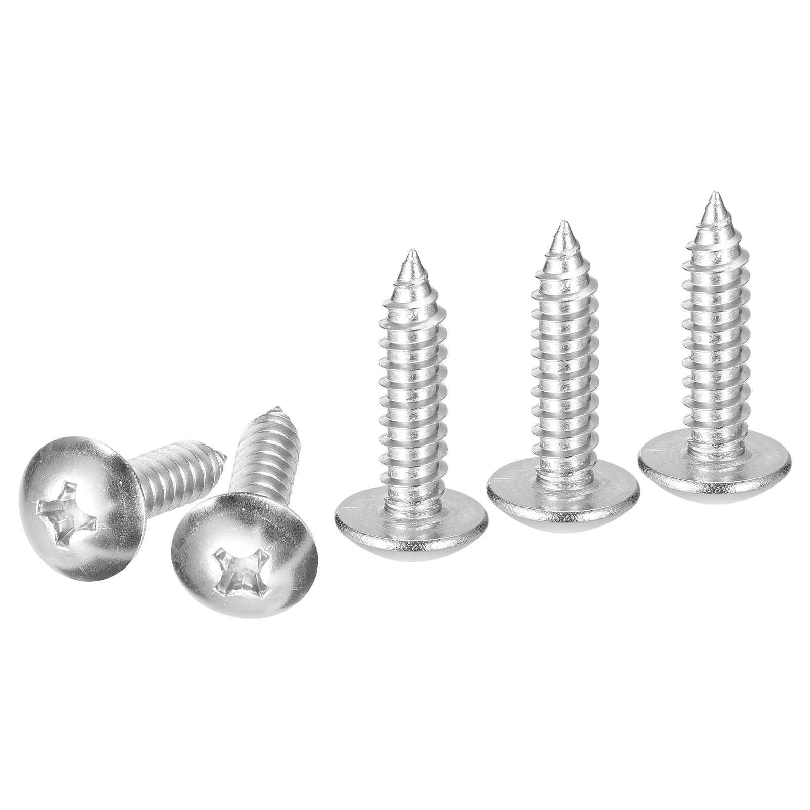 DTGN #14x1 Sheet Metal Screws - 30 Pack - for Wood, Furniture - 304 Stainless Steel Phillips Truss Head Self Tapping Tip Wood Screws - Silver