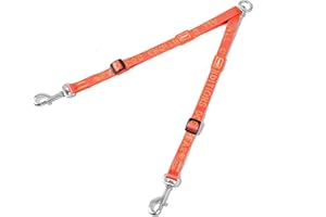 HOWGO Double Dog Leash, No Tangle 360°Swivel Dual Dog Leash, Adjustable Dual Padded Handles, Double Clip Dog Leash Coupler, Leash Splitter for Large and Medium Dogs (Orange, 4/5'' x 0.9 FT)