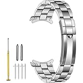 YISIWERA Screw-In Stainless Steel Watch Band, 20mm 22mm Quick Release Metal Watch Strap Bracelet for Men Women with Diving Deployment Buckle Silver