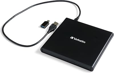 Verbatim Portable DVD Drive USB Powered Slim External CD DVD Burner