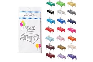 Evershine (12-Pack Heavy Duty Plastic Table Covers Tablecloth (Reusable) (Rectangle 54" X 108", White)