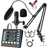 Podcast Equipment Bundle, BM-800 Recording Studio Package with Voice Changer, Live Sound Card - Audio Interface for Laptop Computer Vlog Living Broadcast Live Streaming