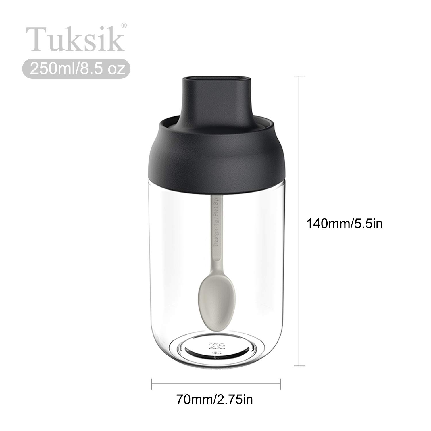 One-piece condiment bottle, spoon, brush, honey stick set of 3, suitable for kitchen and BBQ, sealed glass seasoning box, spice jar