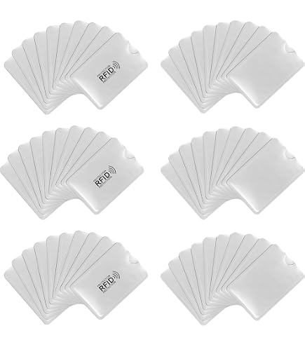 RAYNAG 50 Pack RFID Blocking Sleeves for Credit Card ID Card Holders Identity Protection Aluminum Foil Covers, Fits Women Wallet/Purse Slot Perfectly, 5 Colors Bulk Wholesale : Office Products