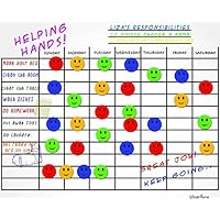Magnetic Responsibility Chart Dry Erase Board 13" X 16" with Marker Chore Chart/Reward Chart White Fluorescent