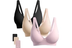 Vinfact Jelly Wireless Bras for Women Seamless Deep V Bralette No Underwire Support Comfortable T-Shirt Bra