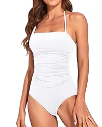 Holipick Women White One Piece Swimsuits Tummy