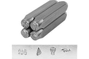 BESTNULE 4pcs Metal Design Stamps Punch Stamping Tool, Hard Carbon Steel Tools to Stamp or Punch Metal, Jewelry, Clay, Leather, Wood (Marine Life)