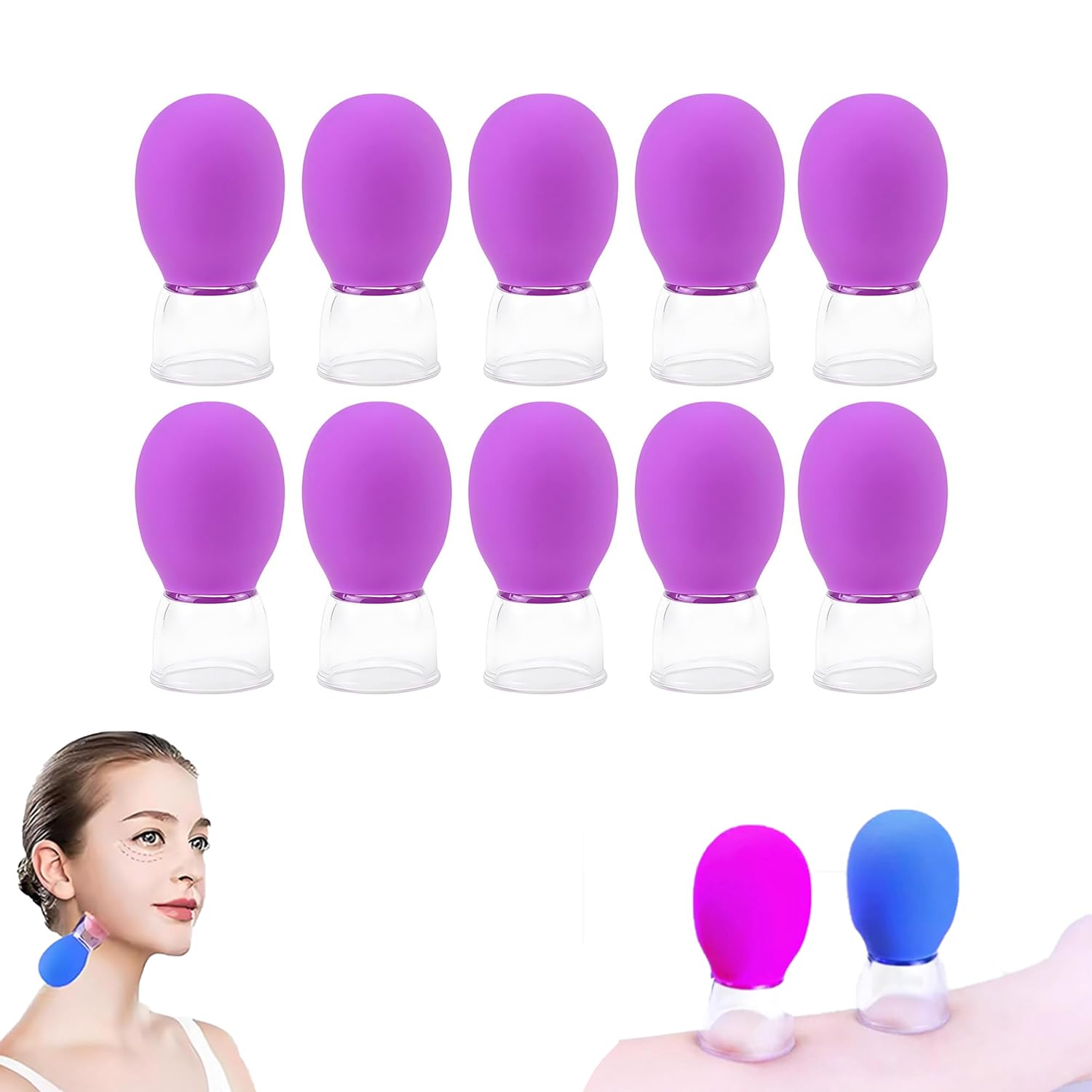Photo 1 of 10Pcs Facial Cupping Set Glass, Eye Face Vacuum Massage Cup Silicone Cupping Massage For Beauty Body Cup Fascia Massager