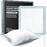 EVERLIT Super Absorbent Dressing for Wound Care | Nonstick Soft Surgical Gauze Pad for Heavily Exuding Wounds | Large Sterile Non-Adhesive Bandage for Fast Healing Wound Care | Pack of 10 (6" x 6")