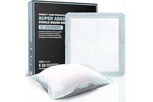 EVERLIT Super Absorbent Dressing for Wound Care | Nonstick Soft Surgical Gauze Pad for Heavily Exuding Wounds | Large Sterile Non-Adhesive Bandage for Fast Healing Wound Care | Pack of 10 (6" x 6")