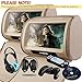 XTRONS Beige 2 X 9 Twin Car Headrest DVD Player Pillow HD Touch Screen Monitor MP3 Game Disc IR Headphones