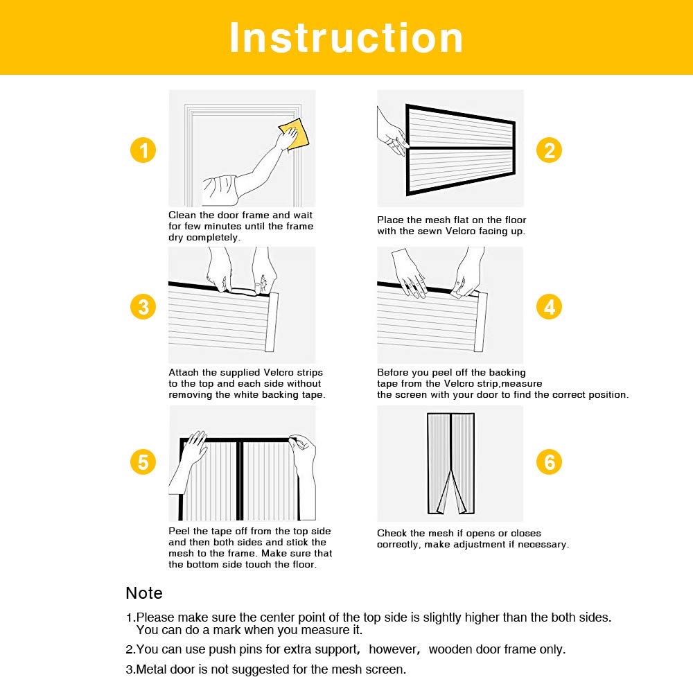 Cyttengo Magnetic Screen Door with Super Tight Self Closing Magnetic Seal and Durable Polyester Mesh,Full Frame Hook & Loop Fits Door Size up to 39\