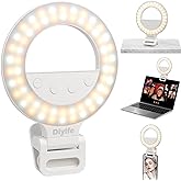 Diyife Selfie Ring Light [1000mAh Long Battery Life] 60 LED 360° Adjustable Rechargeable Clip-On Light, 10 Level Brightness, 