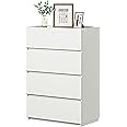 furtble 4 Drawer Dresser, Wooden Small Dresser for Bedroom, Modern Closet Drawers Storage Cabinet for Entryway, Small Chest of Drawers for Hallway, Office, 23.6''W, White