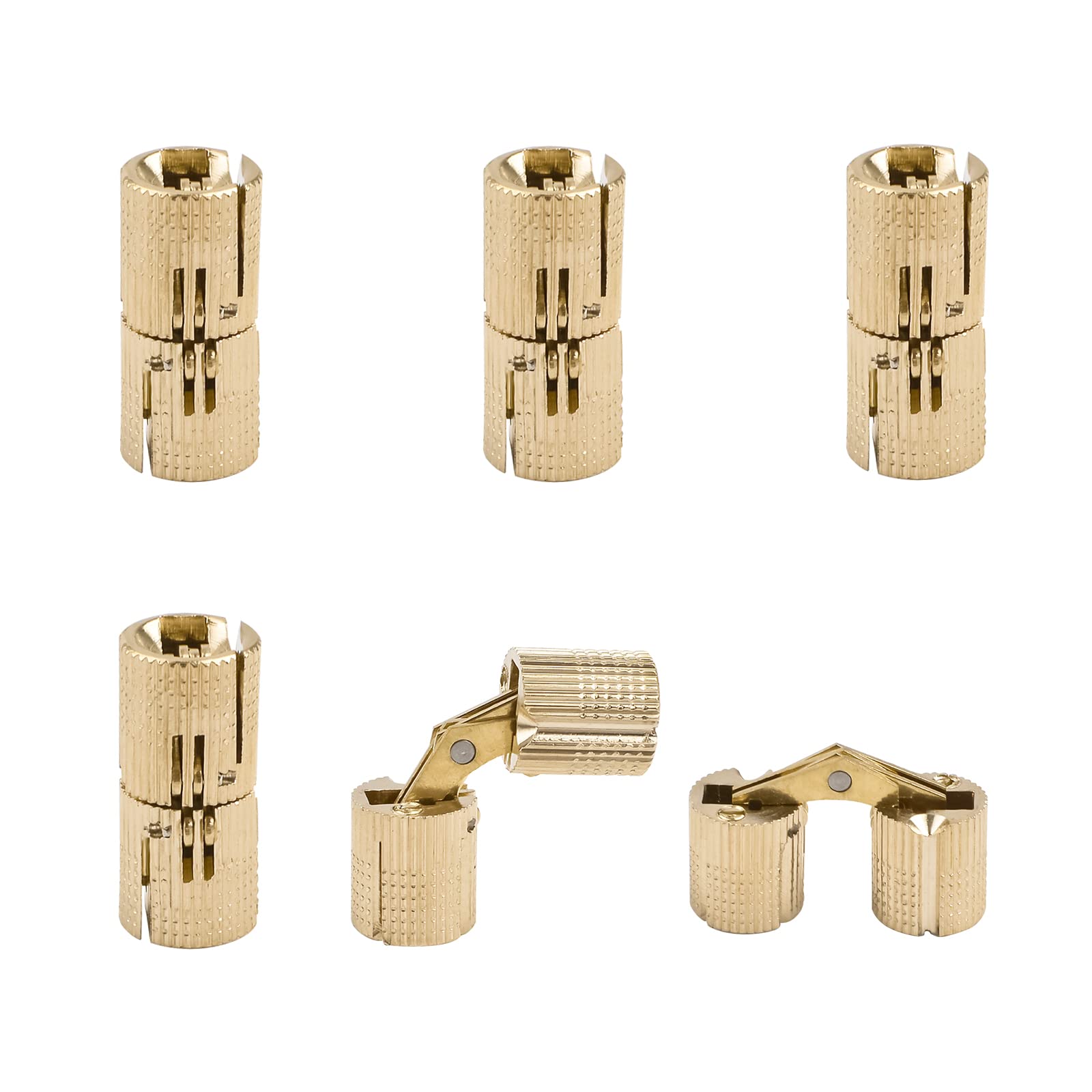 UFURMATE Barrel Hinges, 6Pcs Copper Invisible Hinges Hidden Cylindrical Barrel Hinges Mini Concealed Hinges 10mm 180° Opening Angle for DIY Jewelry Box Hand Craft (Dia. 0.39Inch)