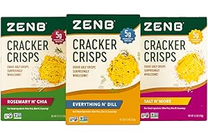 ZENB Cracker Crisps - Gluten Free Crackers Made From Yellow Peas, Non-GMO, 5g of Protein & 3g of Fiber In Every 30g Serving - Everything N’ Dill, Rosemary N’ Chia, & Salt N’ More - Variety Pack - 4.2 oz Boxes (Pack of 3)