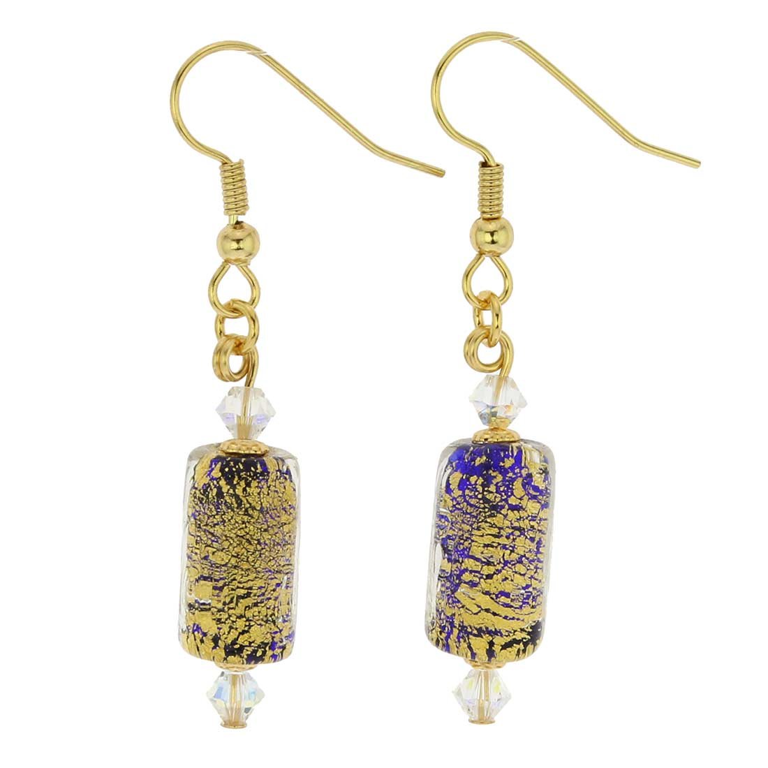 Glass Of Venice Murano Glass Ca D'Oro Barrel Earrings - Cobalt Blue