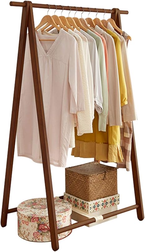 Amazon Zjun ハンガーラック 茶色の無垢材のコートラックフロアハンガー寝室ホームシンプルな頑丈なハンガー 棚シングルレール 組み立てと使用 Size 99 55 5 147 5cm ハンガーラック オンライン通販