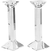 Kitcom 2-Pack Crystal Candlestick of Glass Holders for Home Decor, Crystal Taper Candle Holders Tabletop Centerpieces for Party and Wedding Decoration(8.5inch Tall)
