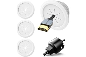 VCELINK TV Cord Hider for Wall Mounted TV, 2.36" Mini White Cable Management Kit Hides TV Wires- Push Type, 4 Pack Wall Cord Pass Throughs and 1 Hole Saw Drill- Ideal for Mounted TVs, Speakers, Desks