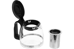 SEWCHICS Glass Teapot 700Ml with Stainless Steel Filter, Black Handle Tea Kettle for Loose Leaf Brewing and