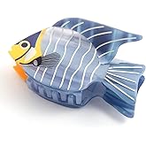 Blue Striped Fish Hair Claw Clip, Acetate Hair Claw for Women, Non-Slip Grip Spring Clip for Thin to Thick Hair