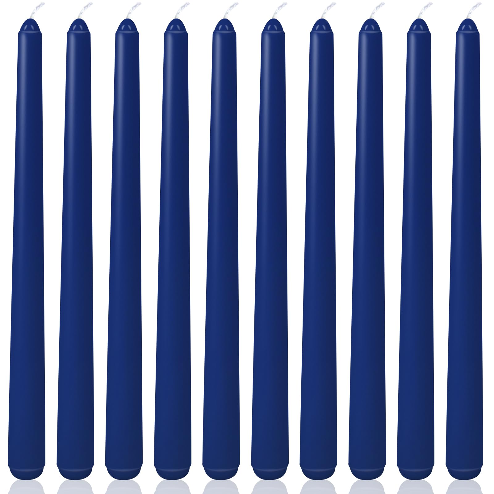 Photo 1 of 10 Inch Navy-Blue Taper Candles for Religious and Spiritual Settings, 10 Pack Unscented Candlesticks for Holiday, Seasonal Celebration and Home Decoration