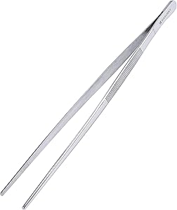BIGSUNNY 12 Inch Stainless Steel Food Tweezer, Precision Serrated Tips Food Tongs