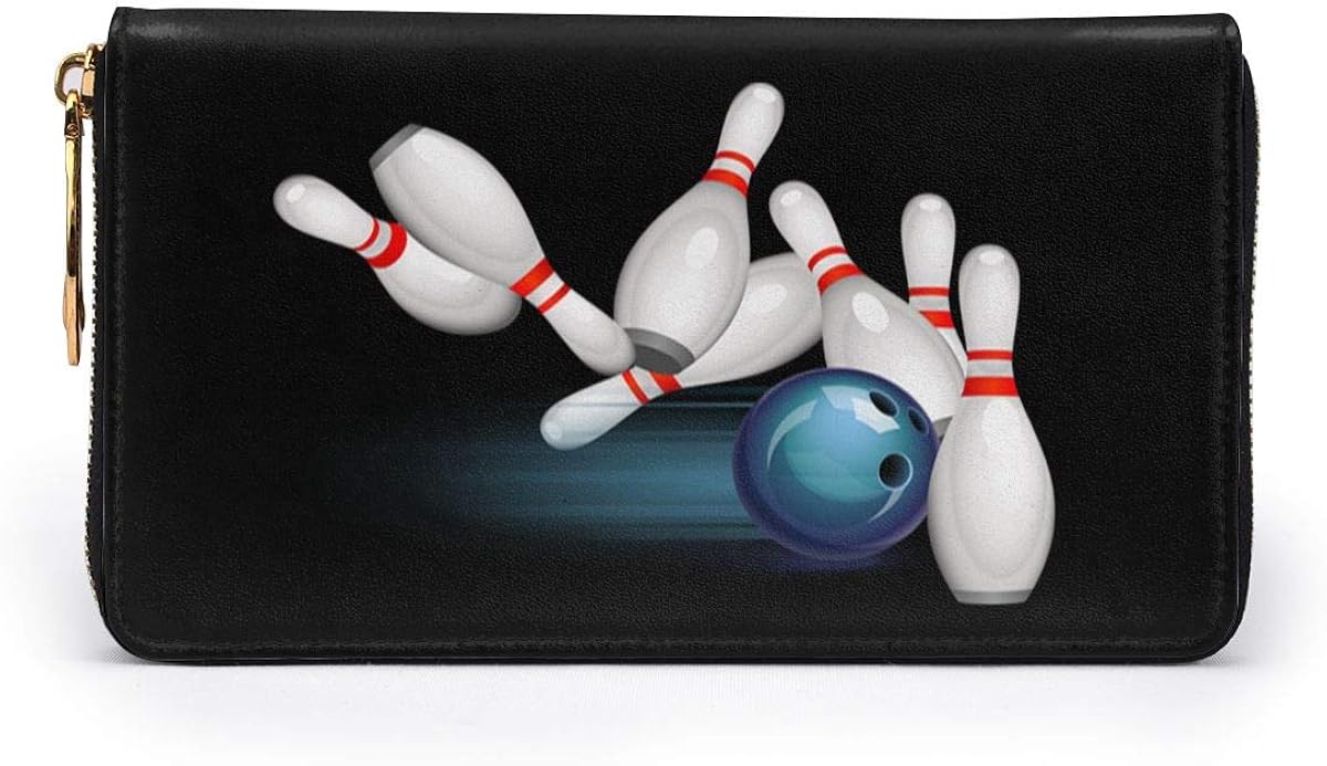 Fitness Retailer Play Bowling Womens Genuine Leather Wallet Zip Around Wallet Clutch Wallet Coin Purse At Women S Clothing Store On Sale Www Akaer Com Br
