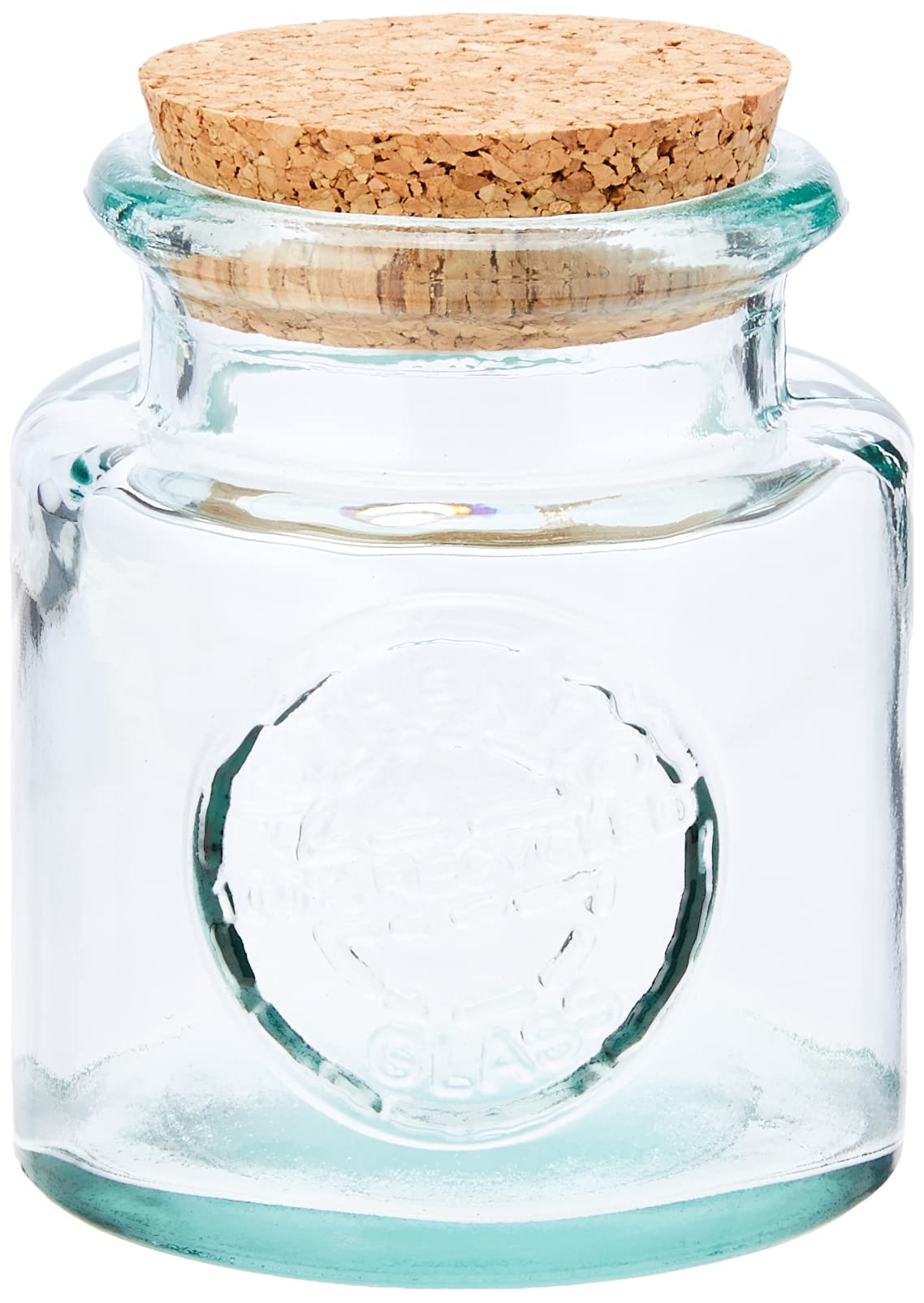 bar@drinkstuff Authentic Recycled Glass Storage Jar with Cork Lid 250ml - Vintage 100% Recycled Green Glass