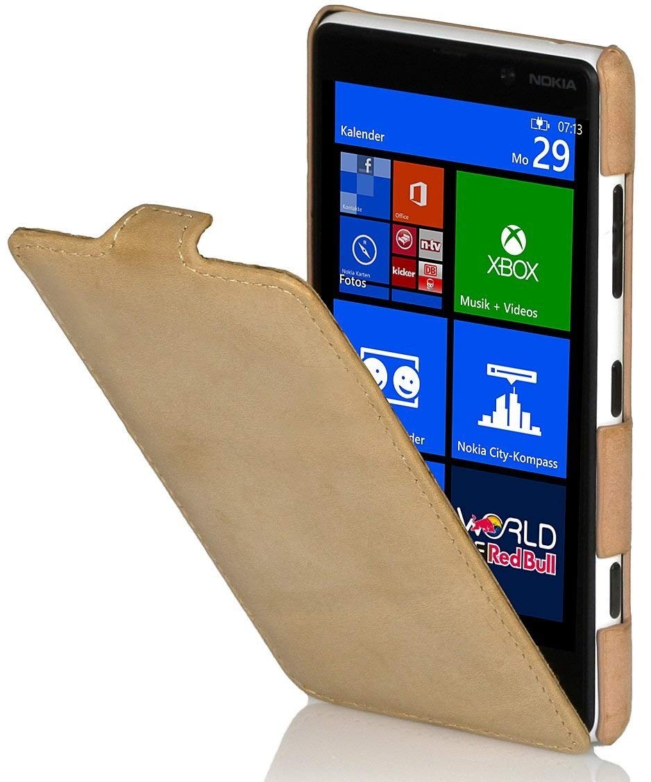 StilGut Ultraslim Case made of leather for Nokia Lumia 820 - Old Style Sand Beige — image 1