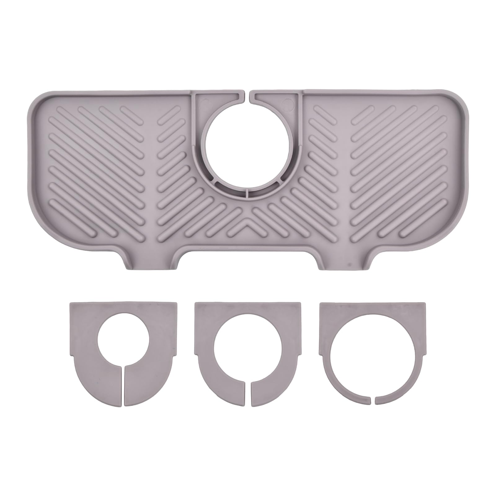 YILANJIN Silicone Faucet Mat Around Tap Sink Splash Guard Faucet Handle Drip Catcher Tray Faucet Sink Splash Guard Absorbent Mat With 3 Apertures Sink Protector for Kitchen Bathroom Counter