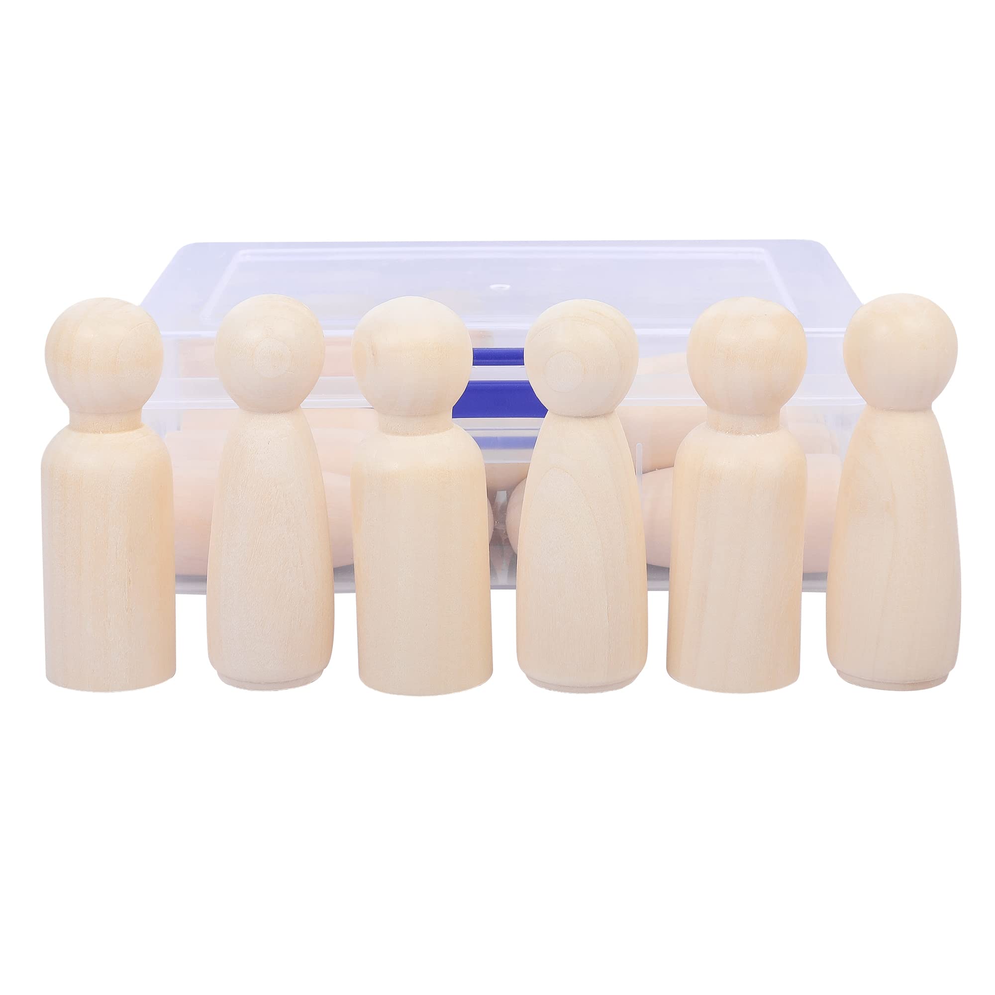 KTHZI 16PCS Wooden Peg Dolls 75MM with storage case, Unifinished People for DIY and Painting, Big Large Nature Plain Figures Craft Art Projects Decoration, Toy Kids — image 1