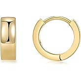 Gacimy 14K Gold Plated Huggie Earrings for Women 14K Real Gold Plated, 4mm Thick Small 14K Gold Plated Hoop Earrings Cartilage Ear Cuff for Women