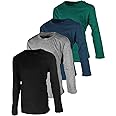 BROOKLYN VERTICAL Boys 4 Pack Long Sleeve Soft Cotton Tagless Crew Neck Tee Shirts| Sizes 2T to 18/20
