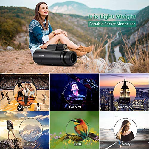 12x50 Monocular Telescope, HOKONE HD Compact Monocular Scope With Retractable Eyepiece, Phone Clip and Waterproof BAK4 Prism for Bird Watching/ Outdoors /Hunting/Camping/ Ball Games/ Concerts - Thumbnail 5