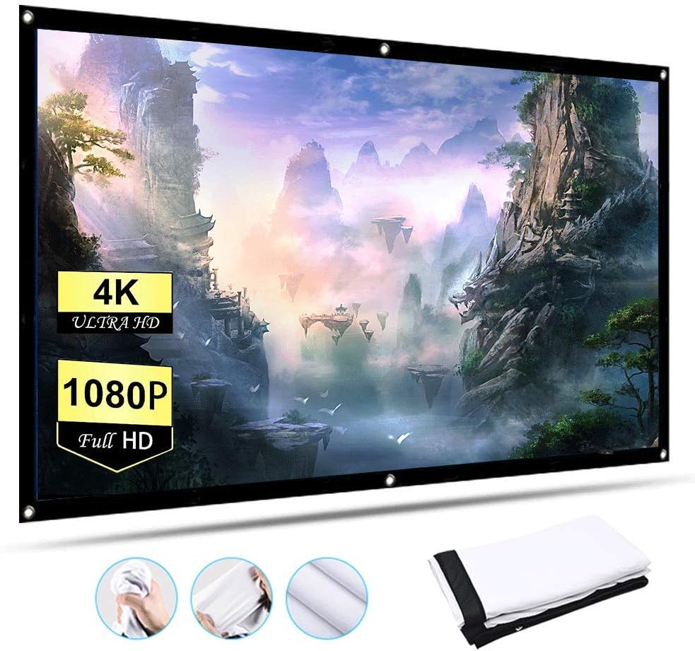 120-inch Projection Screen 16:9 HD Foldable Portable Projection Movies Screen with Wrinkle-Free Design for Home Theater Outdoor Indoor Support Double Sided Projection