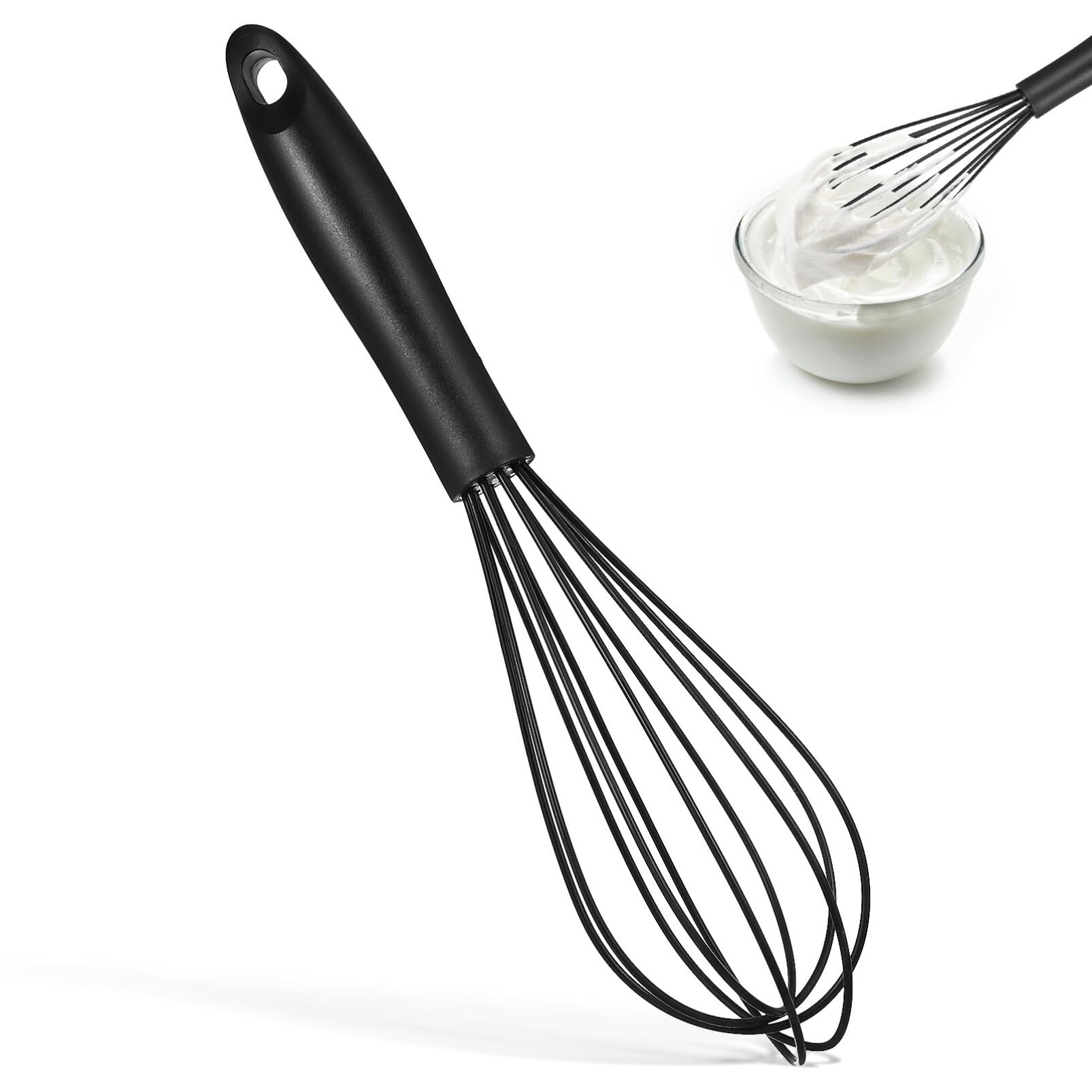 Mobestech Whisk Silicone Whisk Balloon Hand Manual Silicone ing Tool Kitchen Supplies Black