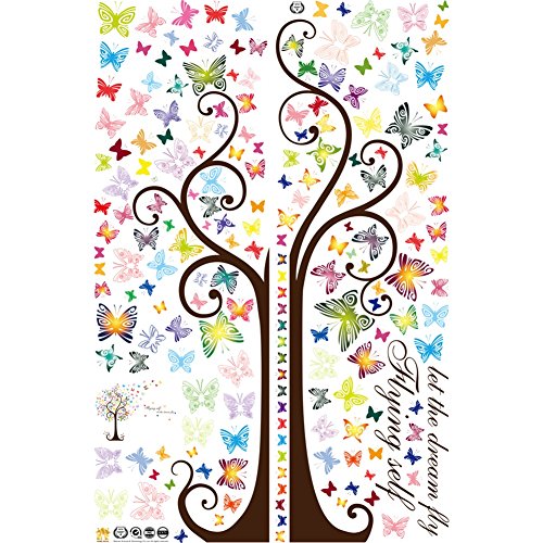 Smartcoco DIY Creative Romantic Butterfly Tree Wall Sticker Removable Wall Decals Kid Room Living Room Bedroom Decors