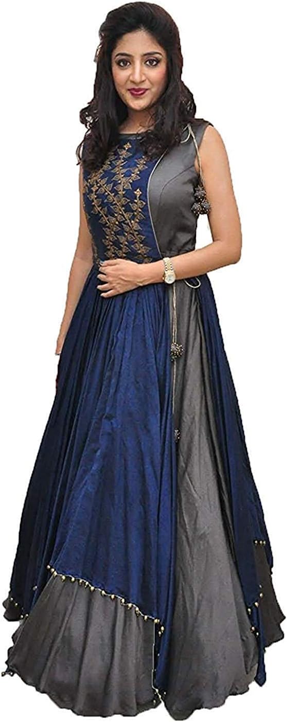 Granthi Creation Women's New Bengloary Silk Dress(Grey_4075)