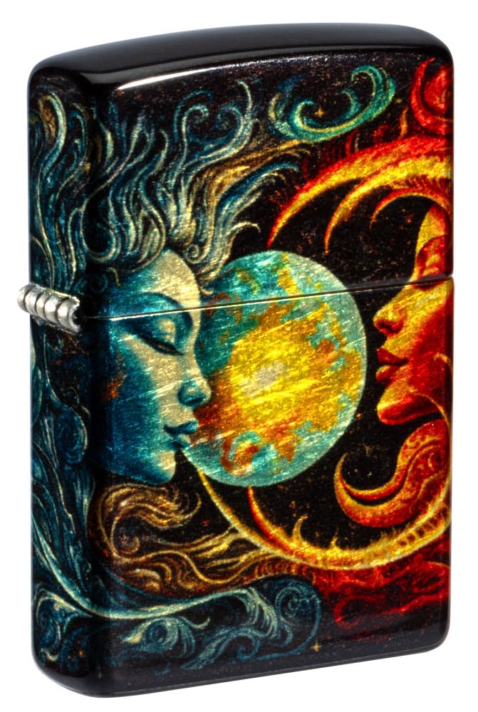 Zippo Sun and Moon Design 540 Tumbled Brass Pocket Lighter Image Zippo Sun and Moon Design 540 Tumbled Brass Pocket Lighter Image