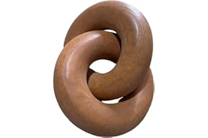 GUDAGUU Wood Knot Décor-2 Link Wooden Chain Link Home Decor,Coffee Table Decor Book Shelf Decor Accents Art Decor Living Room Decor Items (Coffee)